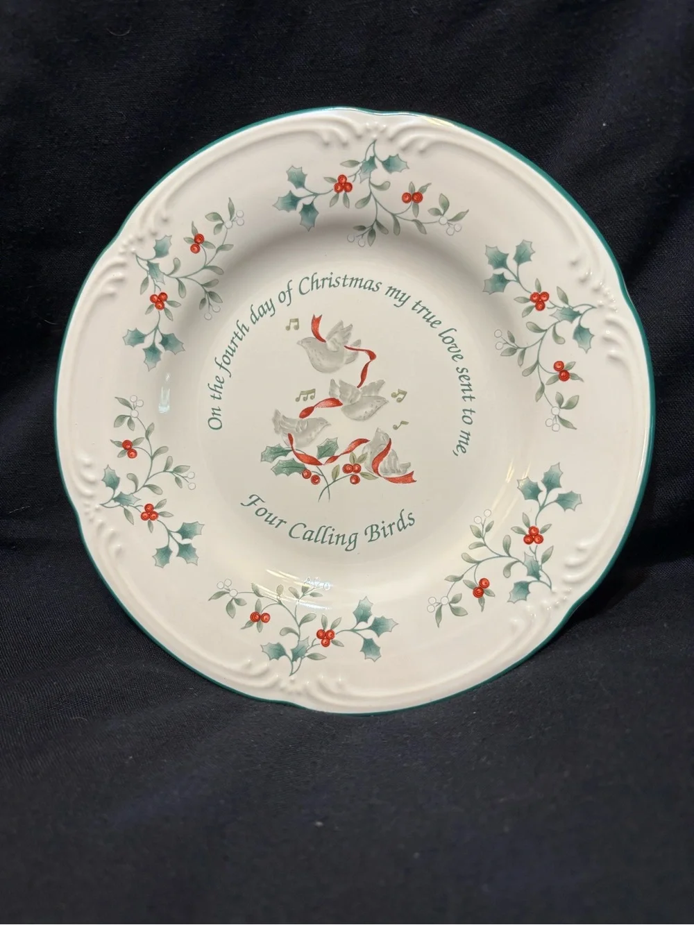 Pfaltzgraff Four Calling Birds Holiday 8” Plate - 12 Days of Christmas